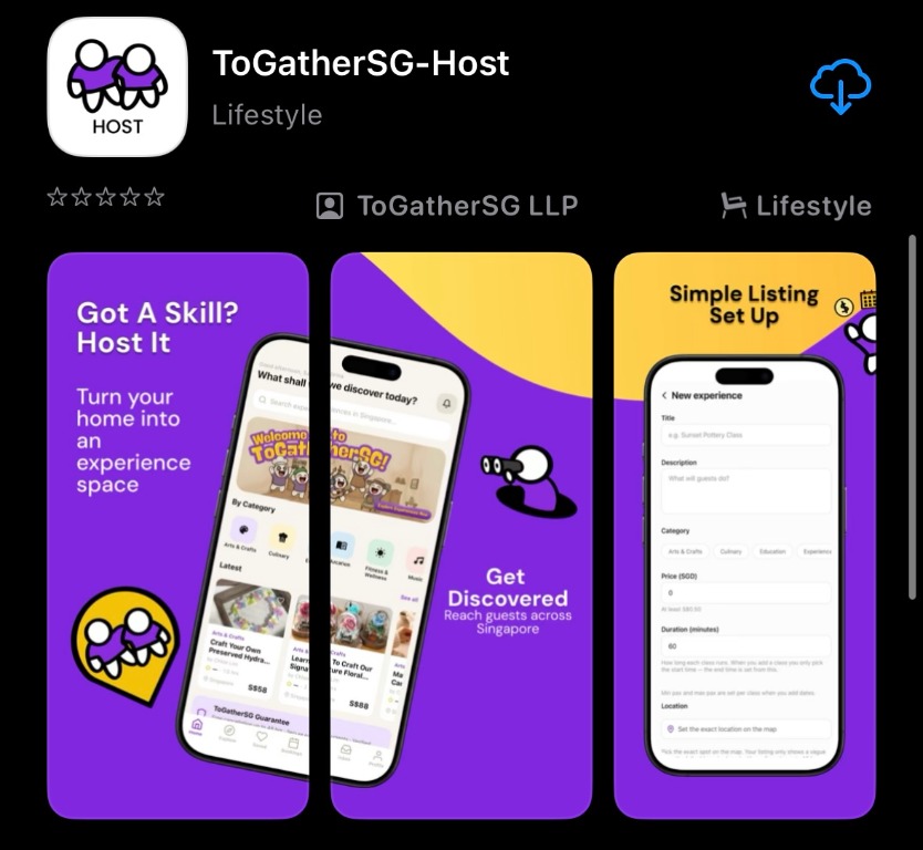 TogatherSG Host app listing in the App Store